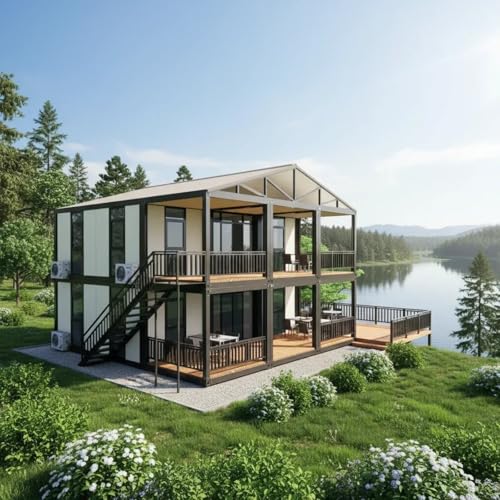 Tiny Home Customized 40ft 2-Storey Portable Steel Modular Prefabricated Villa for Family Home Tiny Apartments School Mall Container House