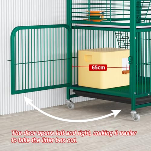 Grand espace d'exercice pour chat en parc mobile vert et blanc