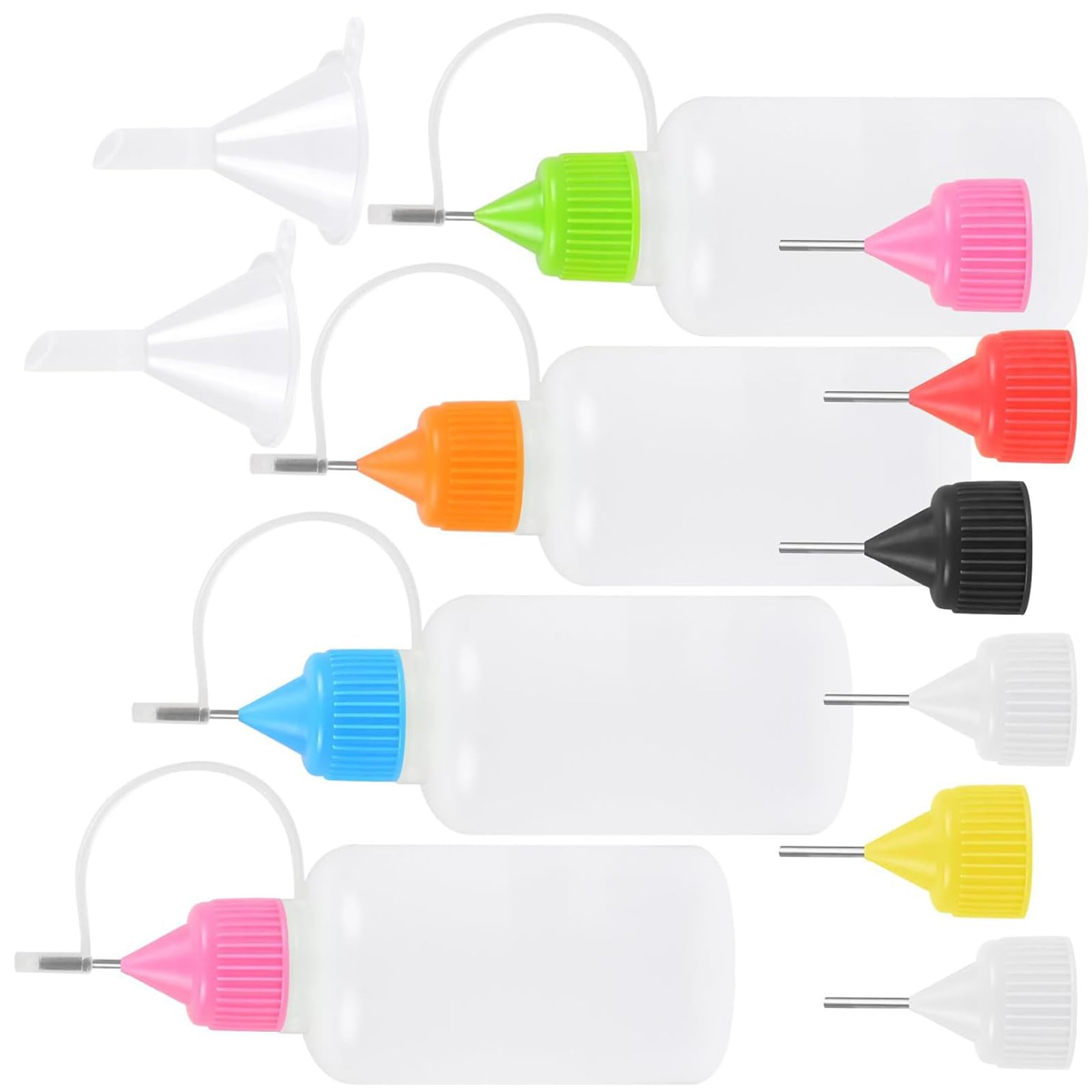 LIUZIKUN 6Pcs Accuracy Needle Tip Glues Bottles Multipurpose Needle Tip Bottles For Designers And Artist With 2 Funnel
