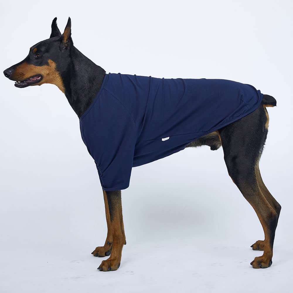 Camisa de perro para perros pequeños, camisetas lisas suaves y transpirables para perros, ropa para mascotas (5XL, azul marino)