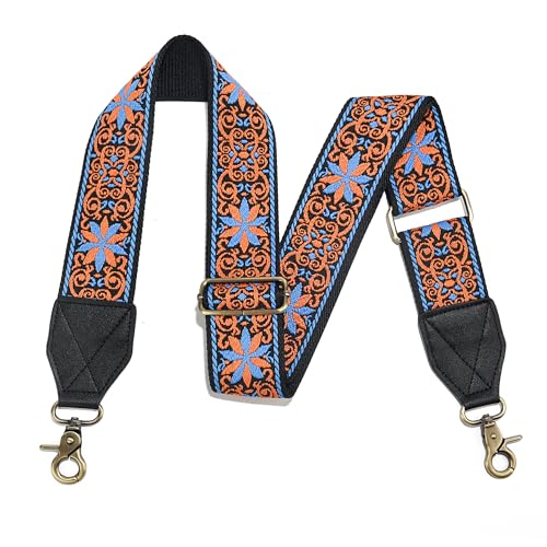 Image of LEMEDE Purse Strap,2 inch Leather End Shoulder Strap Adjustable Replacement,Retro Jacquard Multi-pattern Crossbody Bag Straps