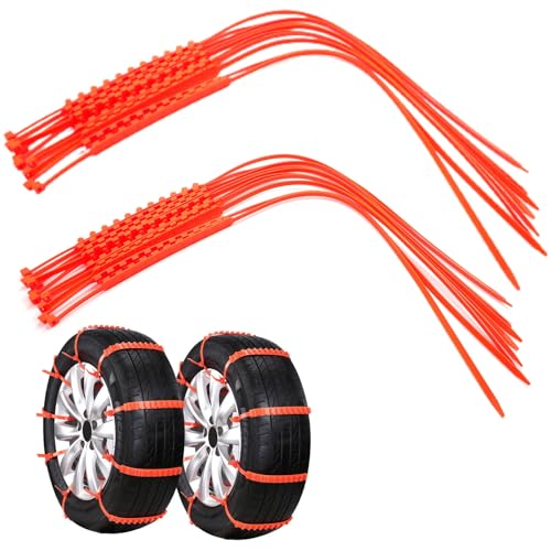 Frezon 20PCS Orange Snow Tire Chain Anti-Skid Belt,Car Anti-skid Chain Fit For Car Truck SUV Emergency Winter Driving,For Universal Car,Single Use Only,For between 175-295 Wide Tire Size Can Be