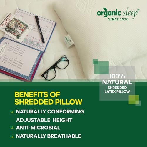 Image of Shredded Latex Pillow,100% Natural Latex,Size 24x16x4 Inch,Pack of 2 with Aloevera Knitted Cover,Adjustable Height,Breathable & Supportive,Density 40
