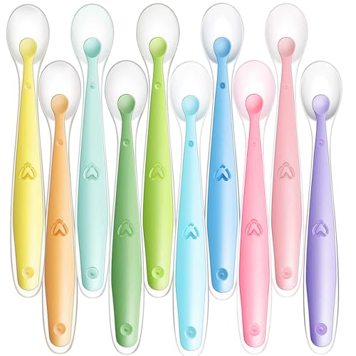 Xanewza 10 Stück Babylöffel Baby Fütterlöffel aus Extra Weich Silikon mit Aufbewahrungsbox, Silikon-Löffel für Babys für die Ernährung und Entwöhnung, Geeignet für Babys ab 1 Monat