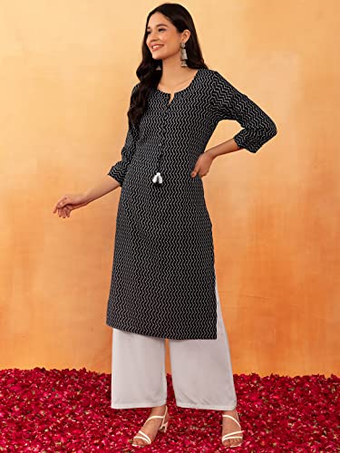 Image of Indya Womens Pink Floral Jaal Print Cotton Kurta And Printed Pants (Set of 2)
