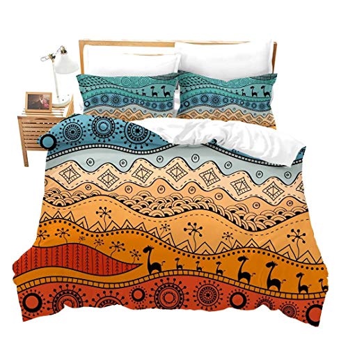 Set copripiumino africano matrimoniale etnico africano paesaggio arredamento set di biancheria da letto esotico arancione antico deserto stampa copripiumino in microfibra copriletto trapunta