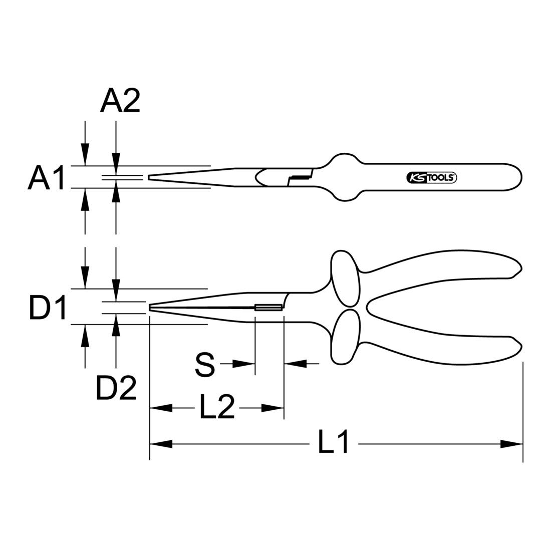 KS Tools 117.1717 CLASSIC 1000V Flachrundzange, 160mm