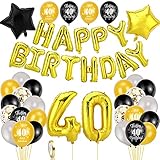 💌 【Compre con Confianza】 Cualquier problema con estas decoraciones de globos de fiesta de cumpleaños 40 en Negro y Oro, solo envíenos un correo electrónico para obtener ayuda, lo reemplazaremos o reembolsaremos según sus necesidades. Más pancartas de cumpleaños número 40, decoración colgante de confeti de cumpleaños número 40, tarjetas de bolsas de cumpleaños, accesorios para photo booth props de cumpleaños número 40, tiara de marco de cumpleaños número 40, bienvenido a la tienda HOWAF!