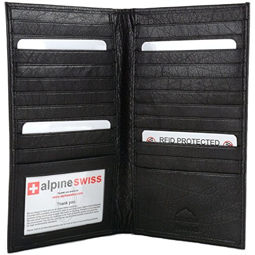 alpine swiss Men's Leather RFID Blocking Deluxe Credit Card Case Wallet, RFID Black, One Size