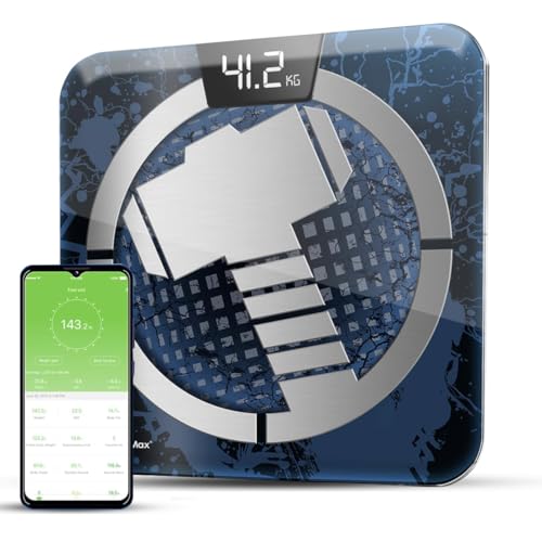 Image of Powermax BCA-140 THOR BMI Weight Machine for Body Weight, Digital Body Fat Analyzer & Smart Body Composition Weighing Scale, 13 Body Parameters, IOS /Android App Sync, 30 x 30 x 2.3cm