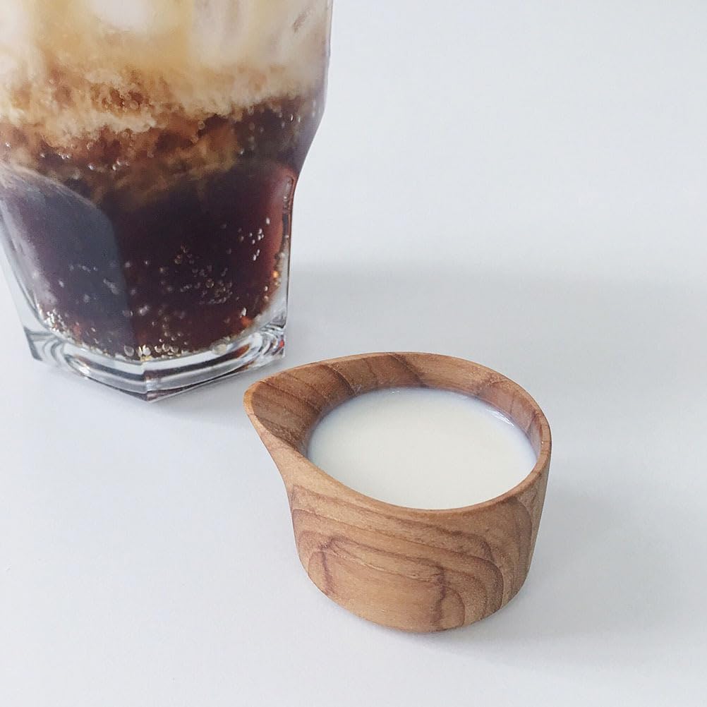 UKCOCO Wooden Milk Cup Handmade Teak Milk Drinking Cup Retro Mini Natural Solid Wood Teacup for Breakfast Afternoon Tea Coffee Sauce Serving 1.96 X 1.96 X 1.18 in