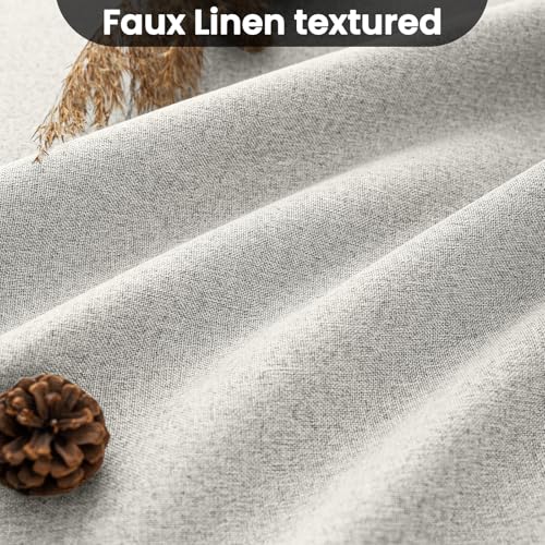 Image of COSVIYA 100% Blackout Cream Linen Curtains & Drapes 63 Inch Length | Light Blocking Full Room Darkening Grommet Insulated Thermal Window Panels for Bedroom /Living Room,52x63 inches,2 Panels
