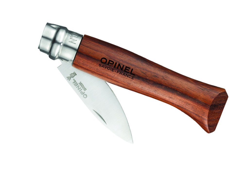 Opinel N09 Oyster & Shellfish Knife. Integrated Virobloc locking ring for extra safety. Blunted blade with sharp tip. Wood handle.