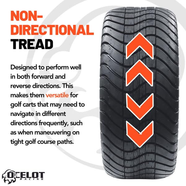 Ocelot P825 215/50-12 Golf Cart Tires 4-Ply Turf or Pavement Tire, Golf Cart Tires with All-Terrain Quality, Tubeless Non-Directional Tread Tires, Ideal for Club Car/Golf Carts with 12” Rims