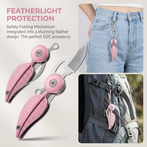 Image of Little World Pink Box Cutter for Women /Girls - Cute Pocket Knife with Keychain, Cute Box Cutter for Women, EDC Keychain Mini Knife, Everyday Carry Utility Tool & Gift (1 Pcs)