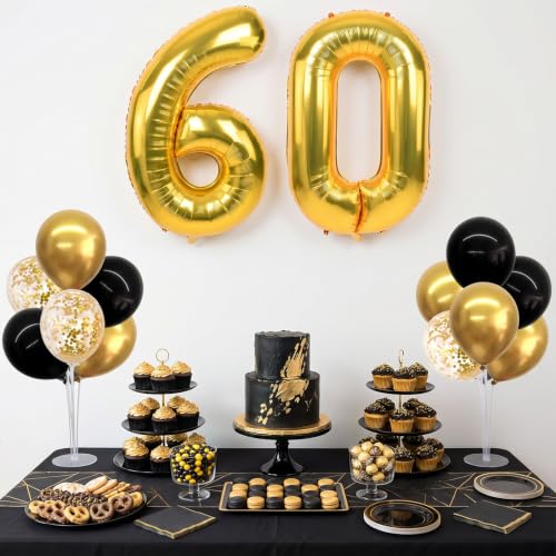 Image of TONIFUL 4 Set Black Gold 60 Balloon Stand Balloon Centerpieces for Table