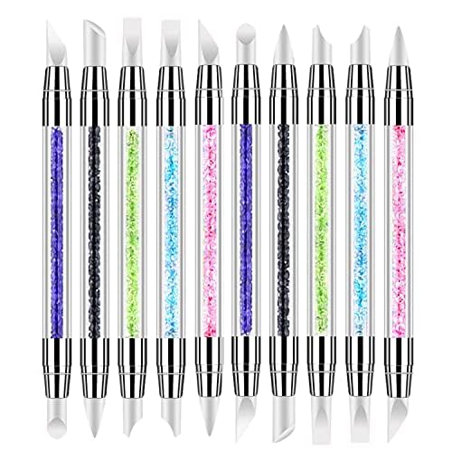 NAILWIND Nail Art Acrylic Pen Dual Tipped Silicone Rhinestone Nail Polish Carving Pen Silicone Head Acrylic Handle Nail Art Brushes Manicure DIY Brush Dotting Tools for Home Salon (5 Pcs)