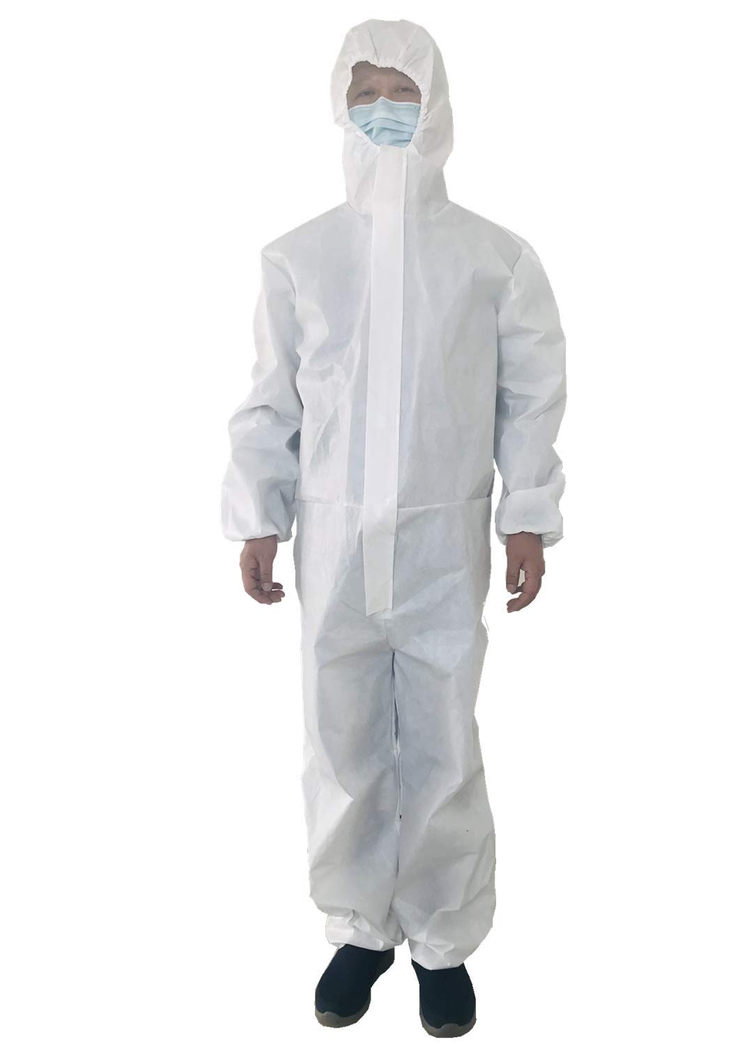 Protective Coverall with Hood & Boots, Zipper Front, Elastic Wrist, Disposable (20)