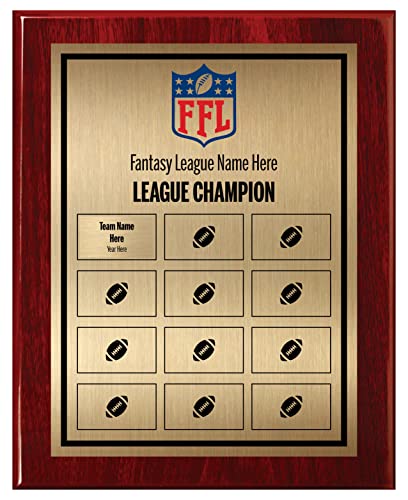 Fantasy Football Plaque with Customizable Plates - Perpetual League Trophy Personalized with Add on Plates - FFL Award for Winner - Customize Now! (Single Plate Only - Small Plate)