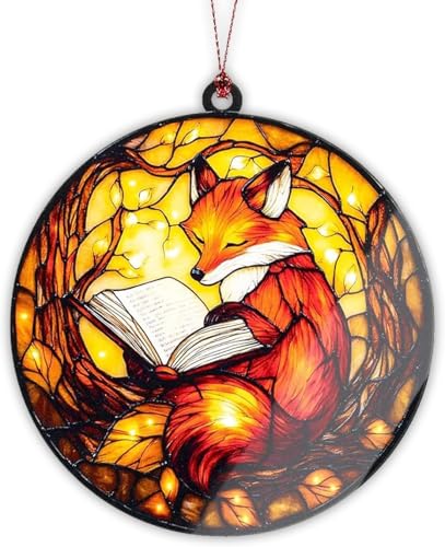Fox Reading Book Ornament
