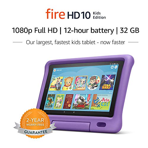 Fire HD 10 Kids Edition Tablet – 10.1” 1080p full HD display, 32 GB, Purple Kid-Proof Case