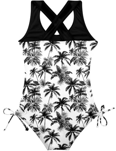 Image of BFUSTYLE Girls One Piece Swimsuit Cute Striped Bathing Suit Hawaii Swimwear 6-17 Years