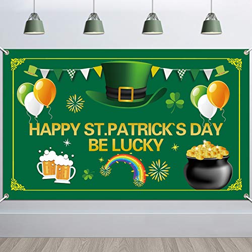 HOWAF Grande San Patricio Pancarta para San Patricio Decoración, San Patricio Casa Interior Decoración, San Patricio Foto Fondo Decoración, San Patricio Bandera del Desfile Accesorios