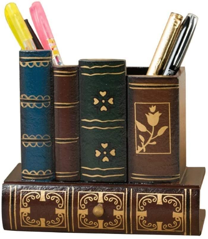Pot à crayons livre en bois pour décorer le bureau de la maison avec style et ordre