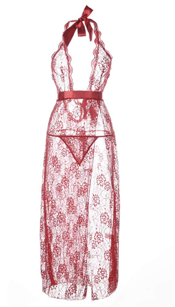 DailychicLace Sleeveless Nightdress Womens Sexy Satin Sling Sleepwear Ladies Lingerie Underwear Free Size (Black, One size) (7245-RED, One size)