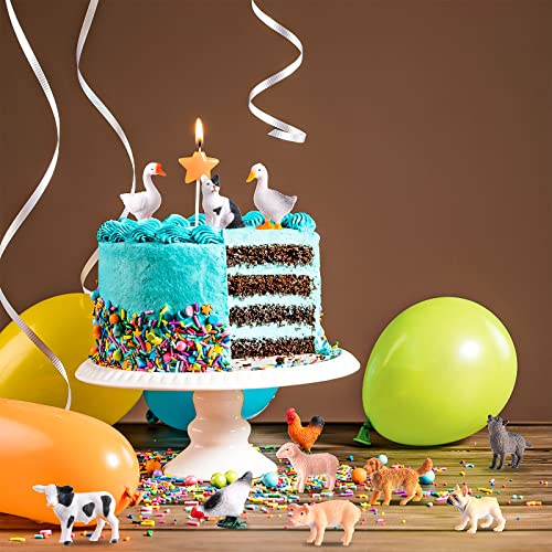 JOKFEICE Mini-Tierfiguren, 16 STK. Realistisch Bauernhoftiere Spielzeug für Kuchendeckel, Lernspielzeug, Geburtstag Gastgeschenke Geschenk für Kinder Kleinkinder