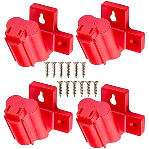 4Pack Battery Mount Holder Plastic Electric Tool Battery Dock Holder Heavy Duty Power Tool Hanger with Screws for Milwaukee M12 12V Lithium Battery Tool(Red) Cover
