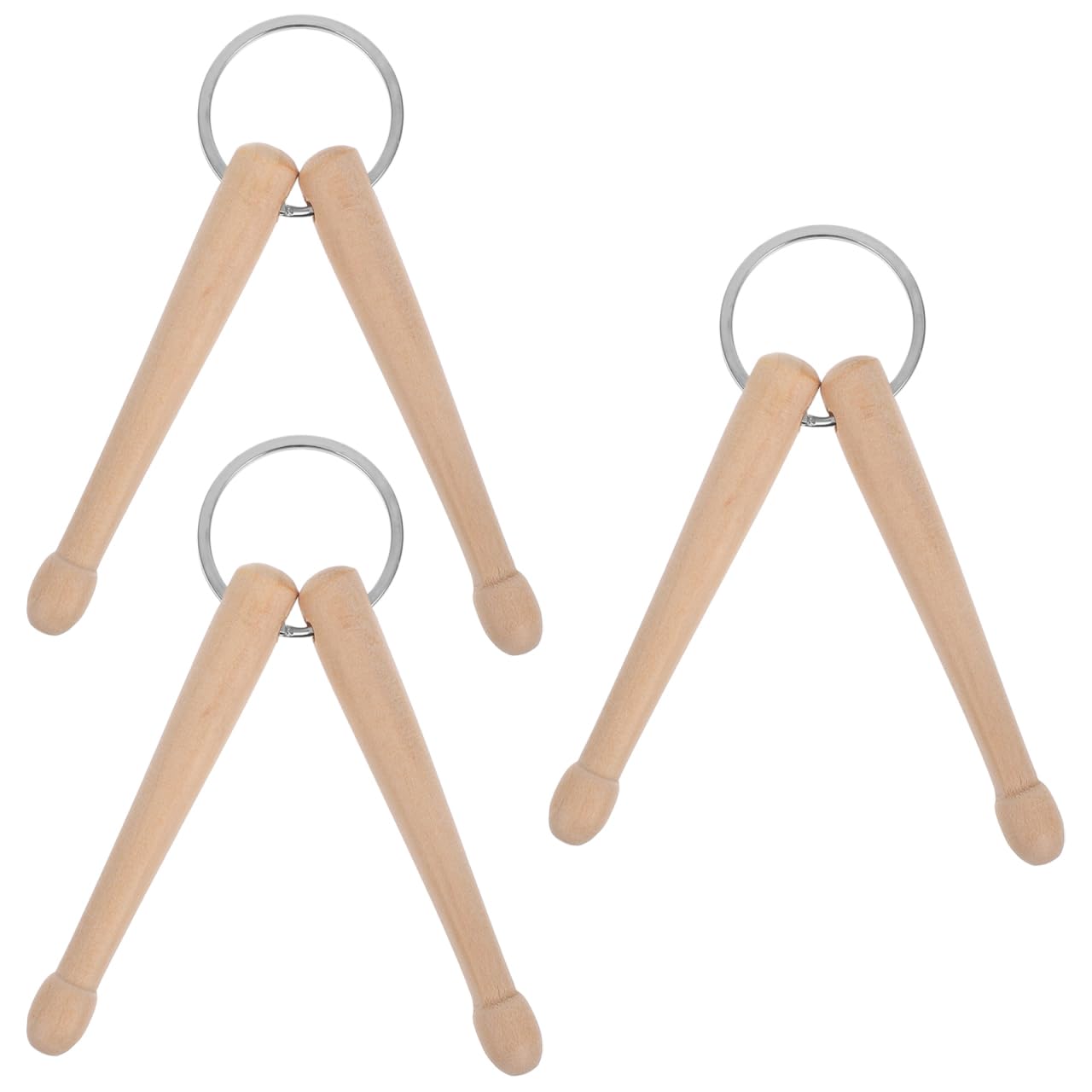 3PCS Mini Wood Drumstick Keychain Drum Stick Key Ring for Drummer Friends Double Drum Stick