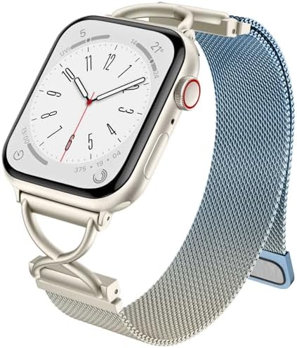 Dirrelo Metal Band Compatible for Apple Watch Bands for Women 40mm 41mm 38mm 42mm 44mm 45mm 46mm 49mm, Mesh Magnetic Strap Stainless Steel Wristband for iWatch Ultra Series 11 10/9/8/7/6/5/4/3/2/SE 3