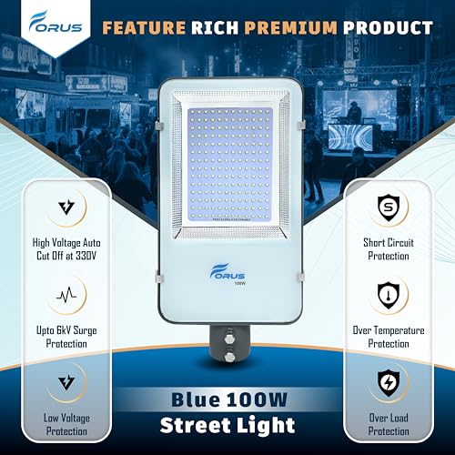 Image of Forus 100W Blue Street Light Outdoor LED IP66 Waterproof Decorative Focus Lamp for Road Garden Events Security Terrace Landscape Pathway Building Festival Stage Party Celebration Lighting - 1 Pc