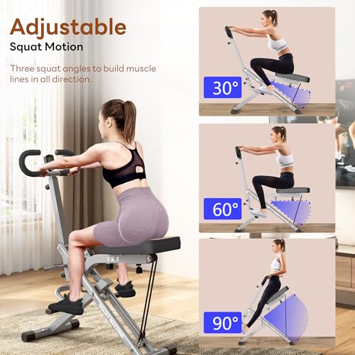Image of SogesPower Squat Machine for Home Gym, Squat Rowing Machine with Adjustable Resistance and Optional Full Motion, Squat Assist Trainer for Glutes & Legs Workout, Up to 330lbs