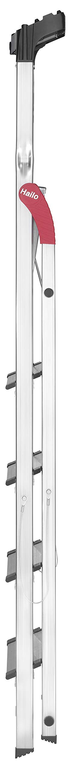 Hailo XXL Scala in Alluminio, 5 Gradini, con Piattaforma, Domestica, Bianco e Rosso