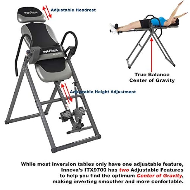 Innova ITX9900 Inversion Table with Air Lumbar Support, Black/Gray