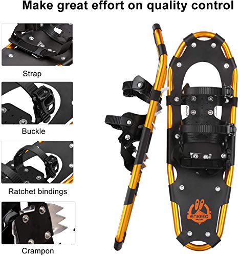 ENKEEO All Terrain Snowshoes Lightweight Aluminum Alloy with Carry Bag and Adjustable Ratchet Bindings, 80 lbs. Capacity, 18\" - Thumbnail 4