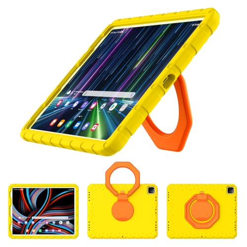 BILLISGOVA for iPad Pro 12.9 Case 3rd 4th 5th 6th Generation with Pencil Holder & 360 Rotating Handle Stand New Cute Rugged Cover for iPad Pro 12.9 inch 2022/2021/2020/2018 - Yellow