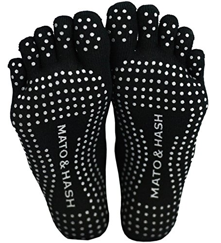Image of Mato & Hash 5-Toe Exercise Barefoot Feel Yoga Socks With Full Grip