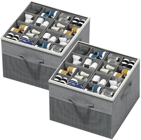 Aokeyee Shoe Organizer for Closet,2 Pack Foldable Shoe Storage Or...