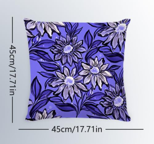 BAOKU Set of 4 Purple Floral Cushion Covers,Cute Flower Decor Pillow Cover - Image 2