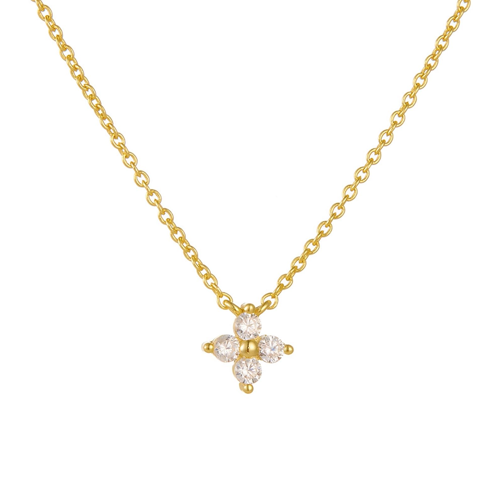 Collares de oro de flores para mujer, cadena de 9 K, 14 y 18 quilates con diamantes creados en laboratorio, collares de oro amarillo de 9 quilates para mujer, 40 + 5 cm