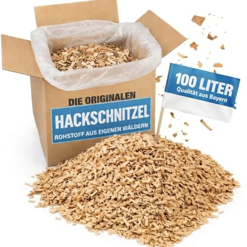 karton-billiger | Hackschnitzel 100 Liter Holzhackschnitzel Rindenmulch, Mulch...