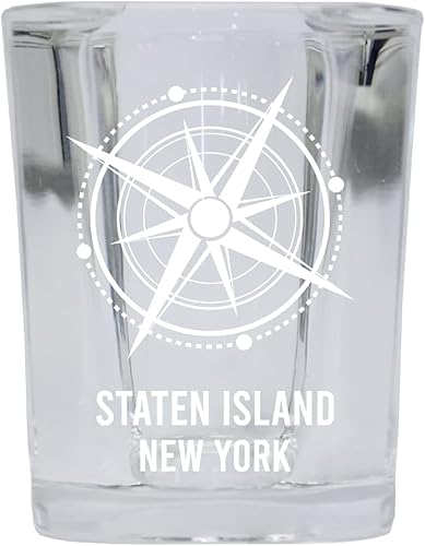 R and R Imports Staten Island New York Beach Souvenir - Vaso de chupito con base cuadrada, 2 onzas, individual