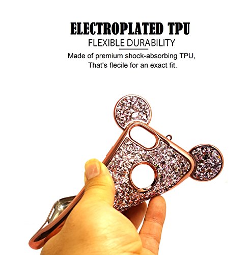 Accessoryhappy® Glitter Mickey Ears Case, Luxury Protective Tpu Bling Crystal Rhinestone Sparkle Glitter Diamond Case Cover Compatible With Iphone 6 & Iphone 6S [4.7"] (Glitter Ears Rose Gold) #TOP4