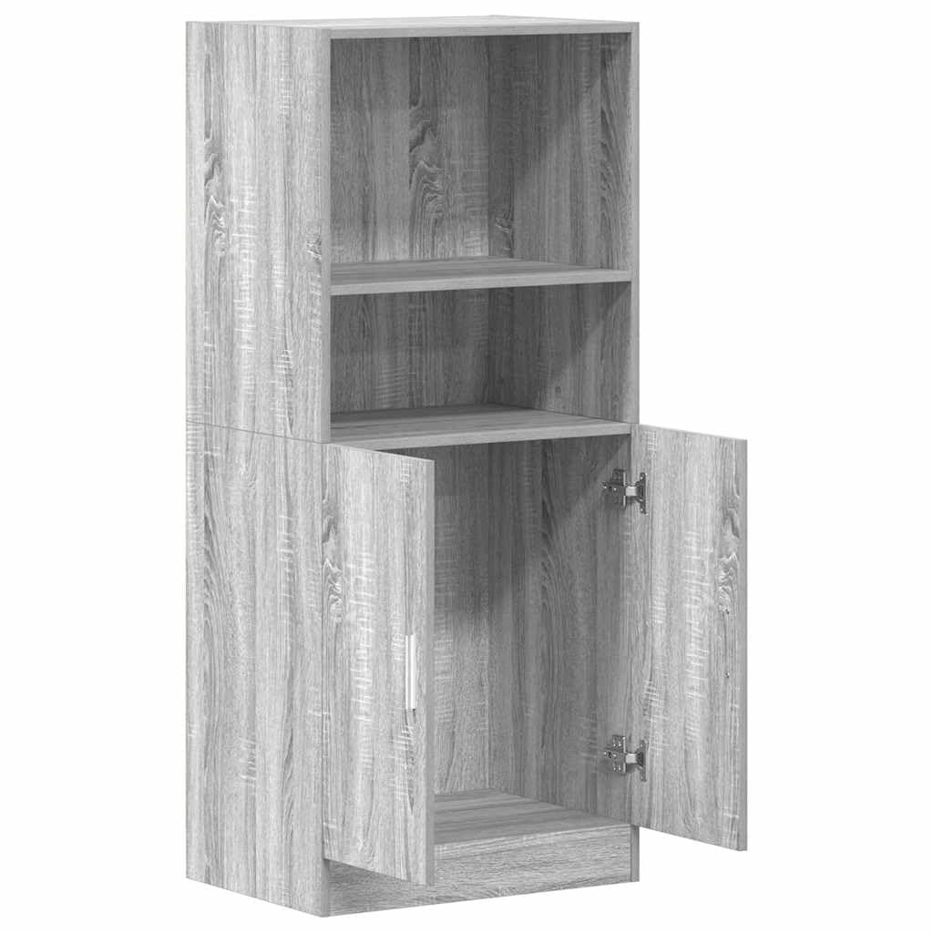 Armoire de cuisine Gris Sonoma 57 x 41,5 x 131,5 cm en aggloméré avec portes et étagères, meuble pour organisation et stockage, solution pratique pour restaurants et maisons, matériel