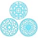 ME.FAN 3 Set Silicone Multi-Use Intricately Carved Trivet Mat - Flexible Durable Non Slip (Blue)