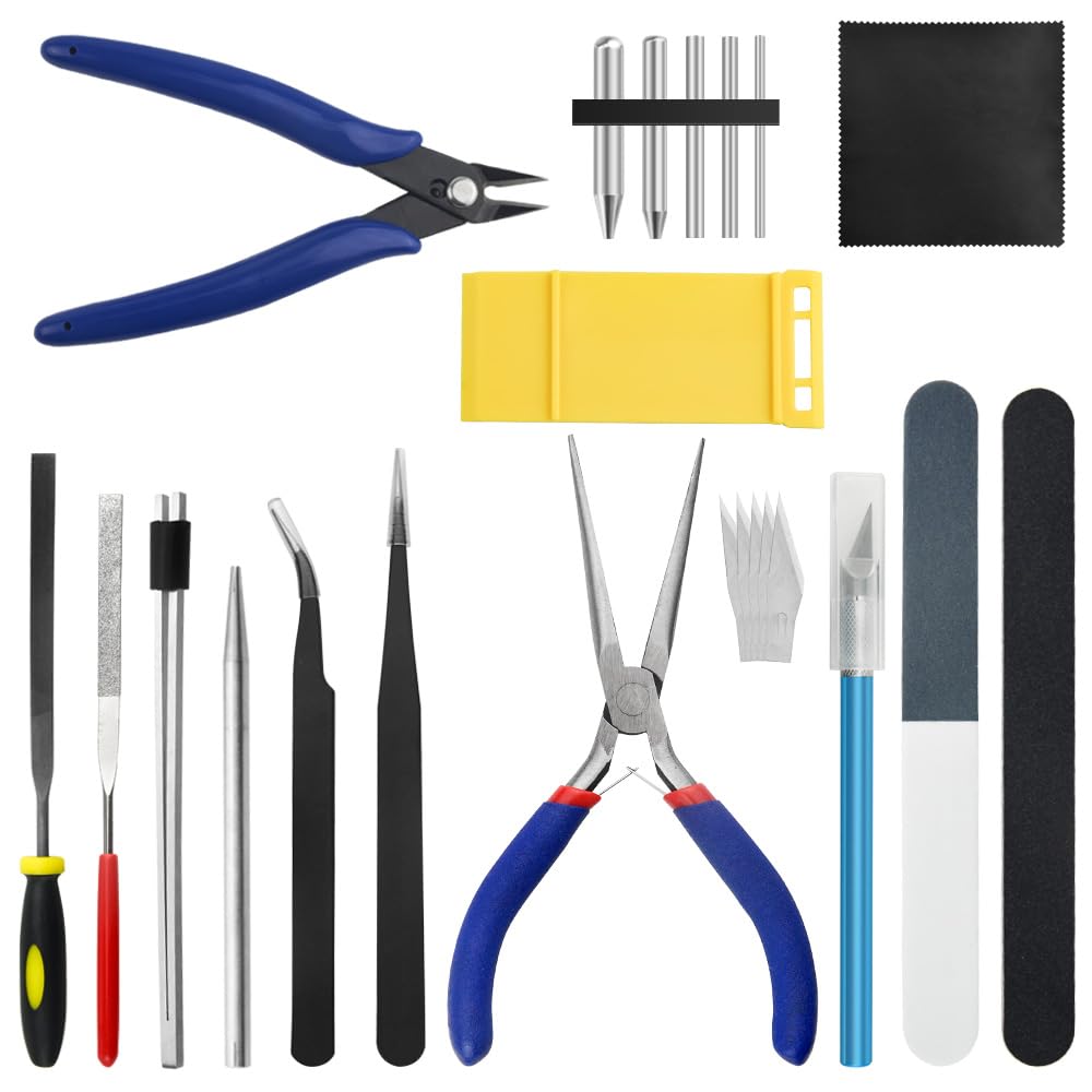 BGTXINGI 23PCS Metal Puzzle Tool Set Metal Model Kits with Long-nose Pliers Flat Nose Pliers Multifunctional Groove Bending Tools for Car Hobby Model Building Repairing and Fixing DIY Craft Kit