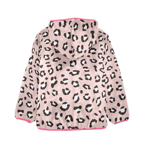 OTVEE Seamless Pink Leopard Skin Print Kids Hoodie Jacket Fall Spring Full Zip Warm Outwear Coat2